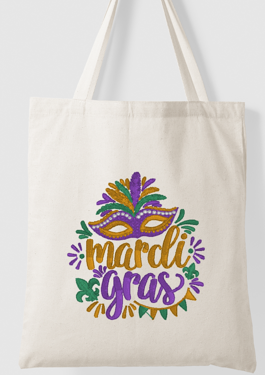 Mardi Gras Embroidered Tote Bag