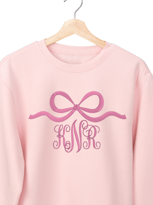 Ribbon Bow T-shirt Monogram Embroidery