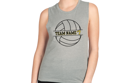 Team Name with Number Volleyball Racerback Tank